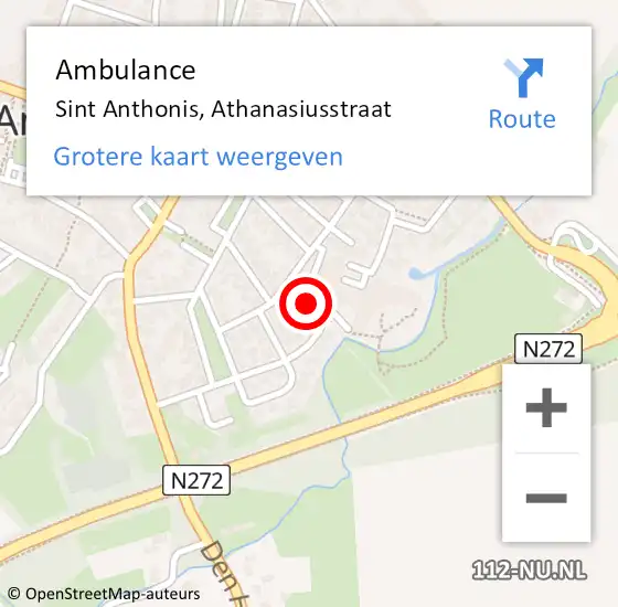 Locatie op kaart van de 112 melding: Ambulance Sint Anthonis, Athanasiusstraat op 19 juni 2018 12:02