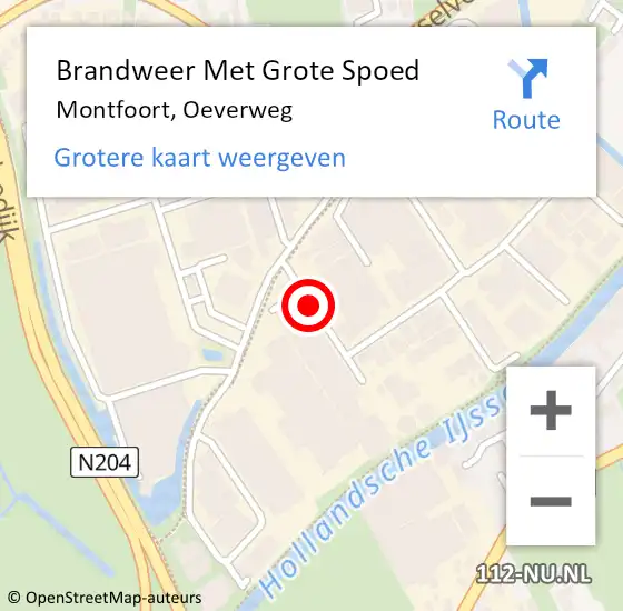 Locatie op kaart van de 112 melding: Brandweer Met Grote Spoed Naar Montfoort, Oeverweg op 19 juni 2018 12:26