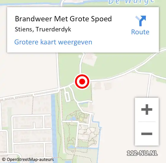 Locatie op kaart van de 112 melding: Brandweer Met Grote Spoed Naar Stiens, Truerderdyk op 19 juni 2018 12:45