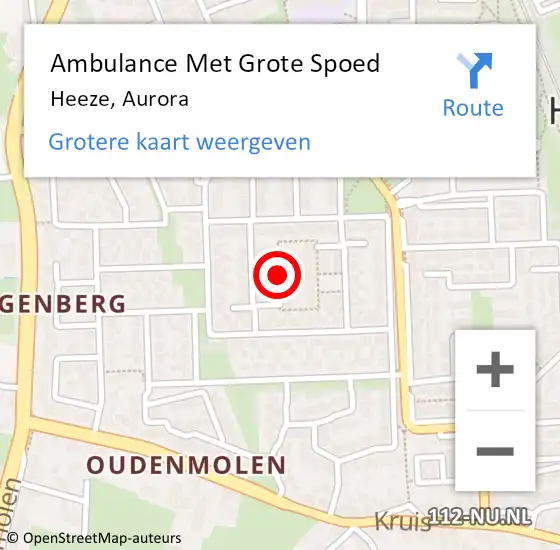 Locatie op kaart van de 112 melding: Ambulance Met Grote Spoed Naar Heeze, Aurora op 19 juni 2018 13:03