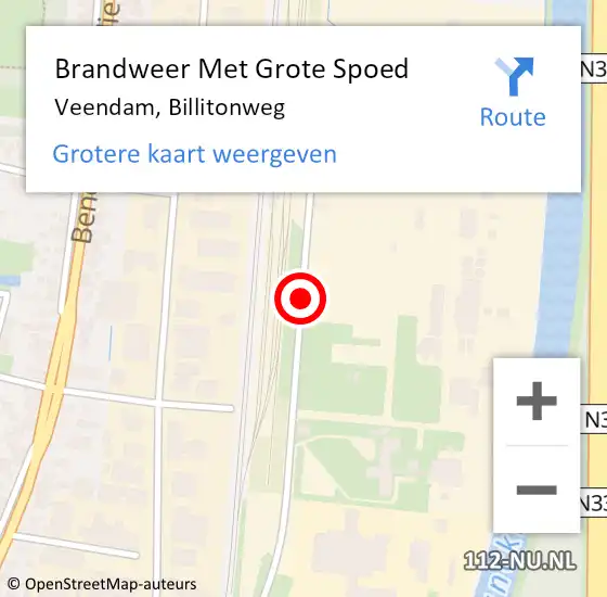 Locatie op kaart van de 112 melding: Brandweer Met Grote Spoed Naar Veendam, Billitonweg op 19 juni 2018 14:03