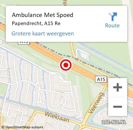 Locatie op kaart van de 112 melding: Ambulance Met Spoed Naar Papendrecht, A15 Re hectometerpaal: 79,4 op 19 juni 2018 14:12