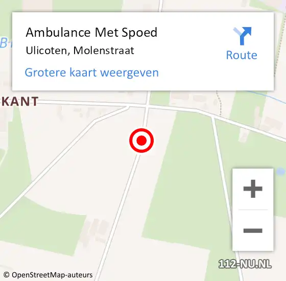 Locatie op kaart van de 112 melding: Ambulance Met Spoed Naar Ulicoten, Molenstraat op 19 juni 2018 14:15