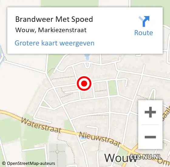 Locatie op kaart van de 112 melding: Brandweer Met Spoed Naar Wouw, Markiezenstraat op 19 juni 2018 14:16