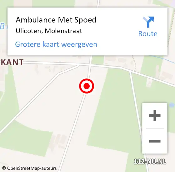 Locatie op kaart van de 112 melding: Ambulance Met Spoed Naar Ulicoten, Molenstraat op 19 juni 2018 14:41