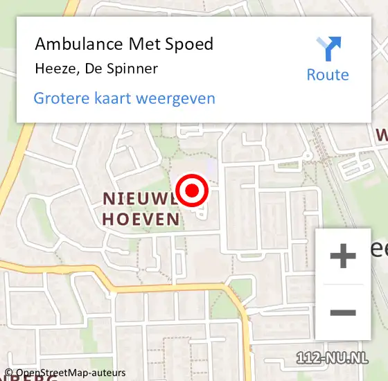 Locatie op kaart van de 112 melding: Ambulance Met Spoed Naar Heeze, De Spinner op 19 juni 2018 14:51