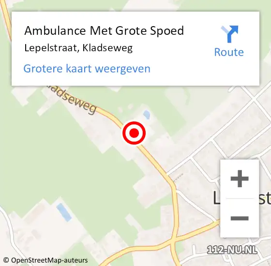 Locatie op kaart van de 112 melding: Ambulance Met Grote Spoed Naar Lepelstraat, Kladseweg op 28 februari 2014 08:53