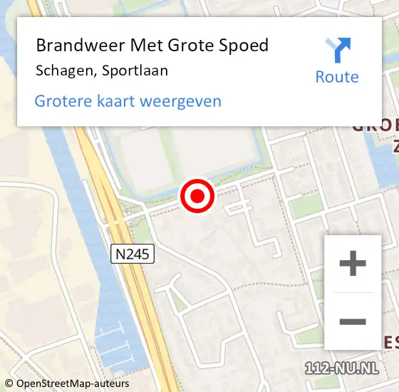 Locatie op kaart van de 112 melding: Brandweer Met Grote Spoed Naar Schagen, Sportlaan op 19 juni 2018 16:13