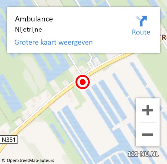 Locatie op kaart van de 112 melding: Ambulance Nijetrijne op 19 juni 2018 16:31