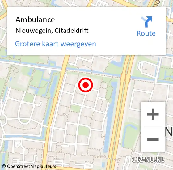 Locatie op kaart van de 112 melding: Ambulance Nieuwegein, Citadeldrift op 19 juni 2018 16:35