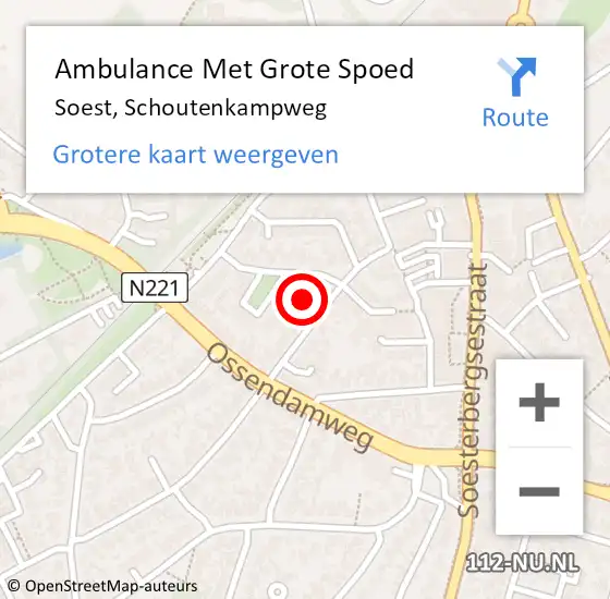 Locatie op kaart van de 112 melding: Ambulance Met Grote Spoed Naar Soest, Schoutenkampweg op 19 juni 2018 16:37