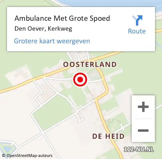 Locatie op kaart van de 112 melding: Ambulance Met Grote Spoed Naar Den Oever, Kerkweg op 28 februari 2014 09:04