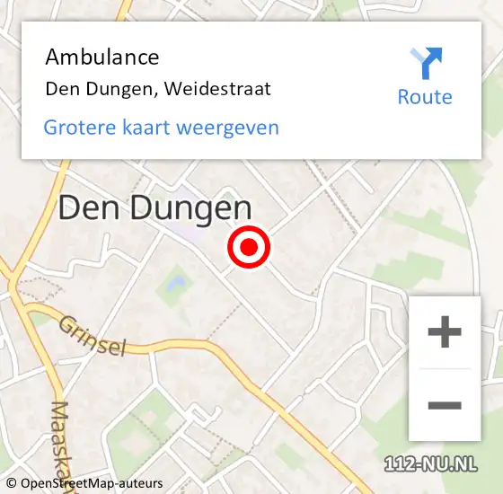 Locatie op kaart van de 112 melding: Ambulance Den Dungen, Weidestraat op 19 juni 2018 17:31