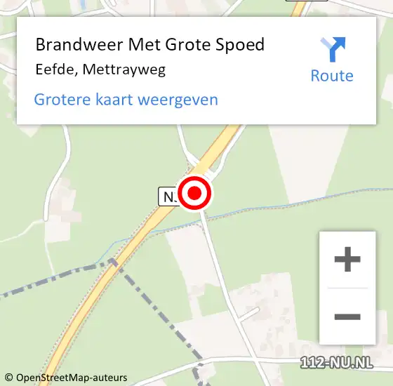 Locatie op kaart van de 112 melding: Brandweer Met Grote Spoed Naar Eefde, Mettrayweg op 19 juni 2018 17:53