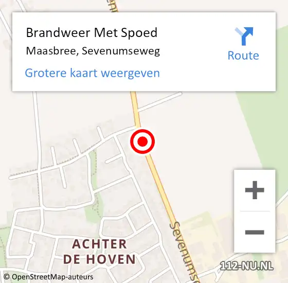 Locatie op kaart van de 112 melding: Brandweer Met Spoed Naar Maasbree, Sevenumseweg op 19 juni 2018 18:11