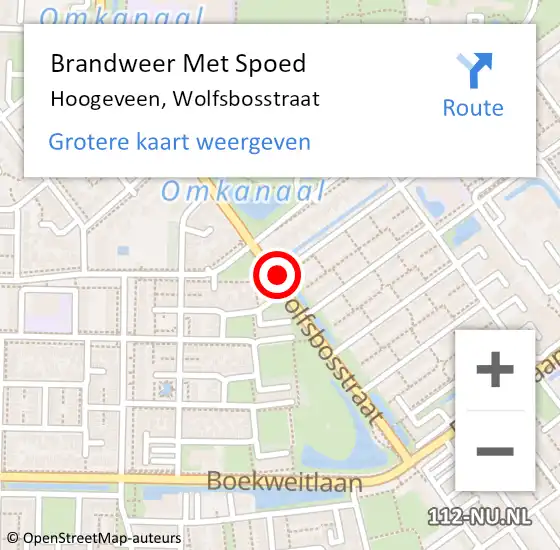 Locatie op kaart van de 112 melding: Brandweer Met Spoed Naar Hoogeveen, Wolfsbosstraat op 19 juni 2018 18:16
