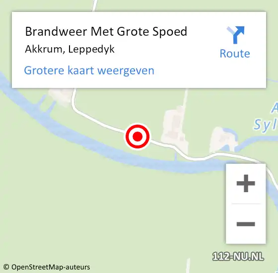 Locatie op kaart van de 112 melding: Brandweer Met Grote Spoed Naar Akkrum, Leppedyk op 19 juni 2018 18:32