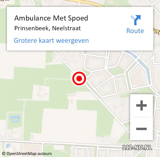 Locatie op kaart van de 112 melding: Ambulance Met Spoed Naar Prinsenbeek, Neelstraat op 19 juni 2018 19:22