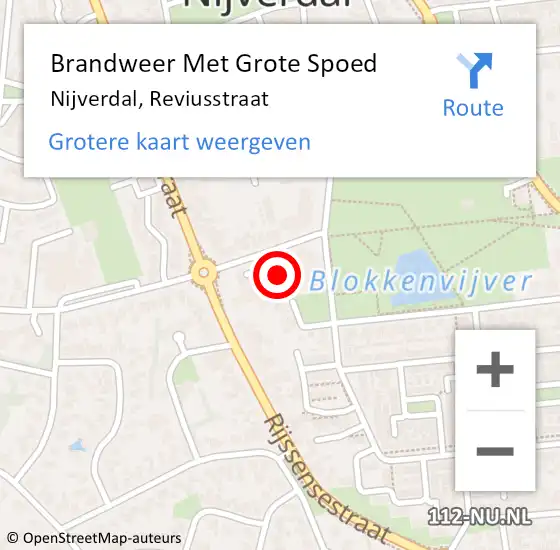 Locatie op kaart van de 112 melding: Brandweer Met Grote Spoed Naar Nijverdal, Reviusstraat op 19 juni 2018 20:07