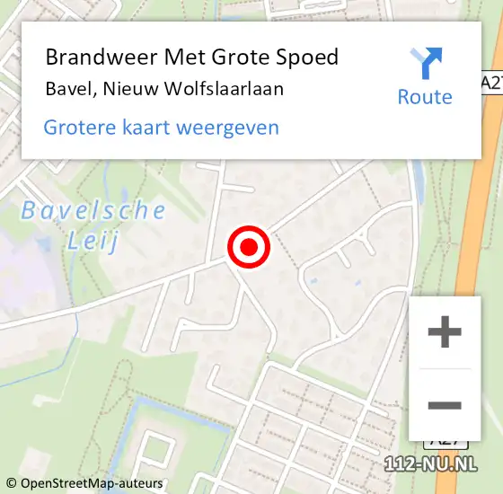 Locatie op kaart van de 112 melding: Brandweer Met Grote Spoed Naar Bavel, Nieuw Wolfslaarlaan op 19 juni 2018 20:46