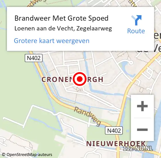 Locatie op kaart van de 112 melding: Brandweer Met Grote Spoed Naar Loenen aan de Vecht, Zegelaarweg op 19 juni 2018 23:18