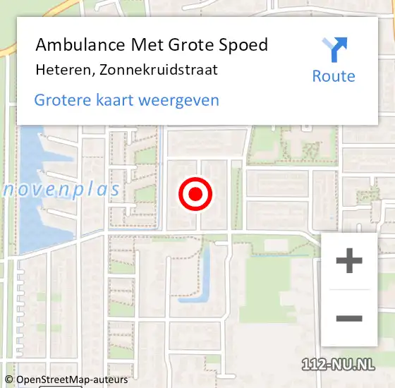 Locatie op kaart van de 112 melding: Ambulance Met Grote Spoed Naar Heteren, Zonnekruidstraat op 20 juni 2018 00:05
