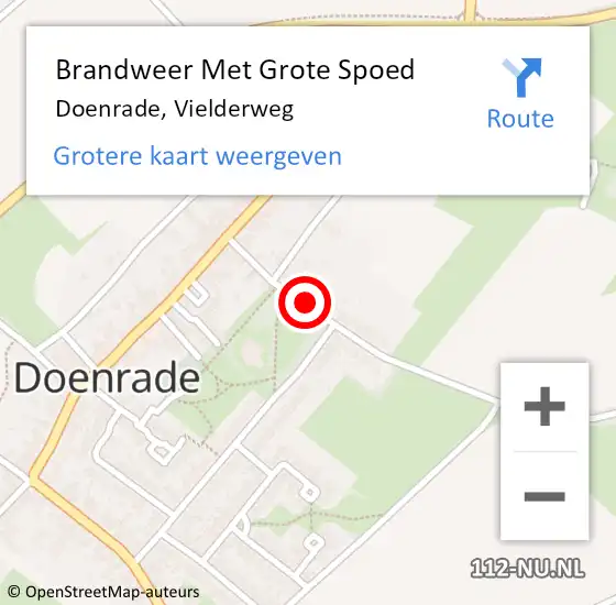 Locatie op kaart van de 112 melding: Brandweer Met Grote Spoed Naar Doenrade, Vielderweg op 20 juni 2018 01:46