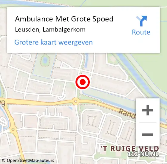 Locatie op kaart van de 112 melding: Ambulance Met Grote Spoed Naar Leusden, Lambalgerkom op 20 juni 2018 02:44