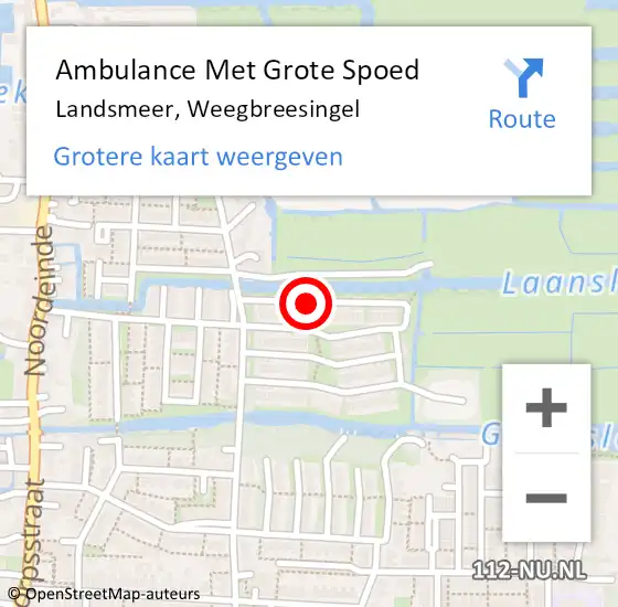 Locatie op kaart van de 112 melding: Ambulance Met Grote Spoed Naar Landsmeer, Weegbreesingel op 20 juni 2018 03:27