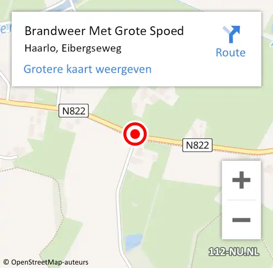 Locatie op kaart van de 112 melding: Brandweer Met Grote Spoed Naar Haarlo, Eibergseweg op 20 juni 2018 04:59