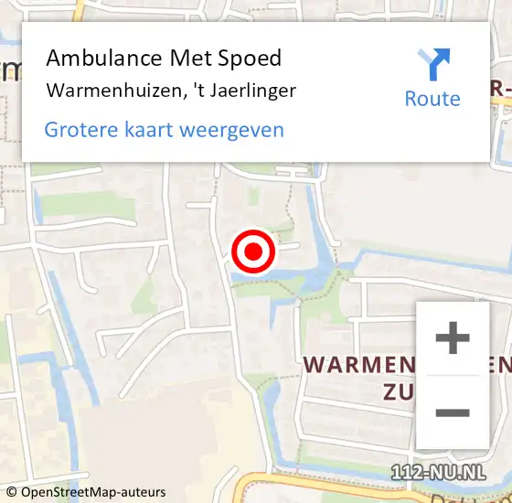 Locatie op kaart van de 112 melding: Ambulance Met Spoed Naar Warmenhuizen, 't Jaerlinger op 20 juni 2018 05:56