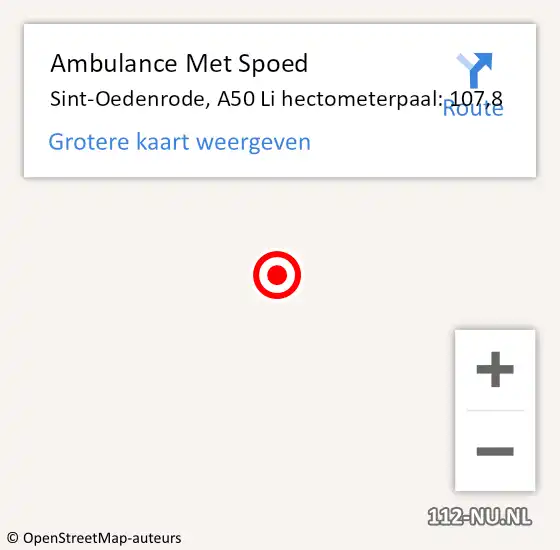 Locatie op kaart van de 112 melding: Ambulance Met Spoed Naar Sint-Oedenrode, A50 Li hectometerpaal: 107,8 op 20 juni 2018 06:44