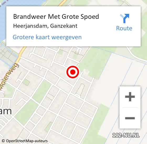 Locatie op kaart van de 112 melding: Brandweer Met Grote Spoed Naar Heerjansdam, Ganzekant op 20 juni 2018 06:58