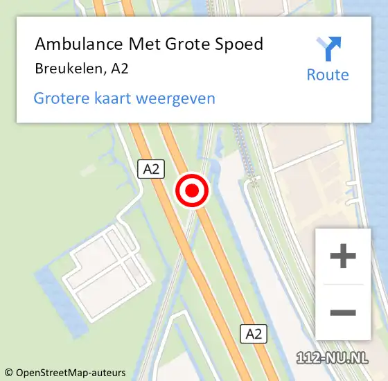 Locatie op kaart van de 112 melding: Ambulance Met Grote Spoed Naar Breukelen, A2 R hectometerpaal: 46,2 op 20 juni 2018 07:16