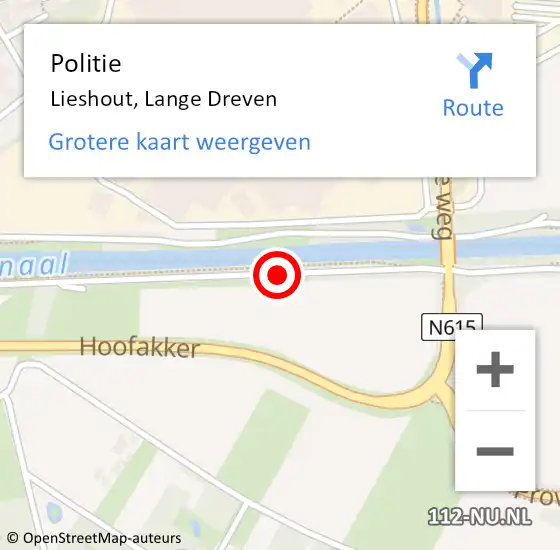 Locatie op kaart van de 112 melding: Politie Lieshout, Lange Dreven op 20 juni 2018 07:23