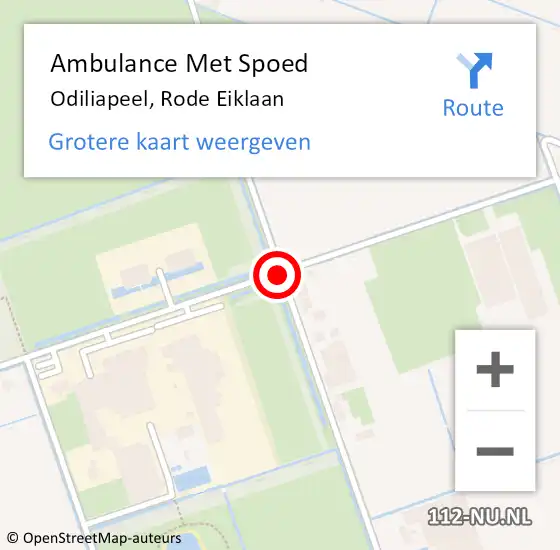 Locatie op kaart van de 112 melding: Ambulance Met Spoed Naar Odiliapeel, Rode Eiklaan op 20 juni 2018 08:48