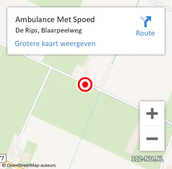 Locatie op kaart van de 112 melding: Ambulance Met Spoed Naar De Rips, Blaarpeelweg op 20 juni 2018 09:53