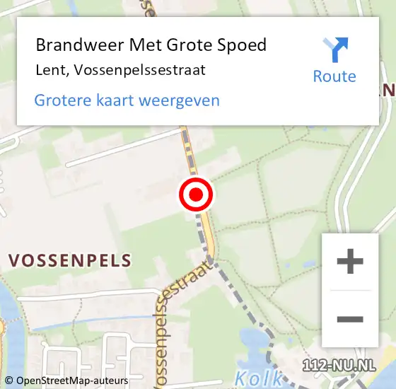 Locatie op kaart van de 112 melding: Brandweer Met Grote Spoed Naar Lent, Vossenpelssestraat op 20 juni 2018 10:01