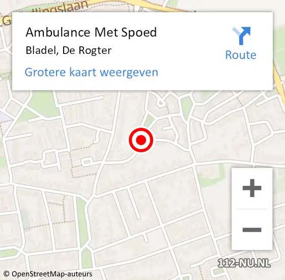 Locatie op kaart van de 112 melding: Ambulance Met Spoed Naar Bladel, De Rogter op 20 juni 2018 10:18