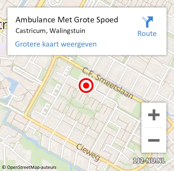 Locatie op kaart van de 112 melding: Ambulance Met Grote Spoed Naar Castricum, Walingstuin op 20 juni 2018 10:40