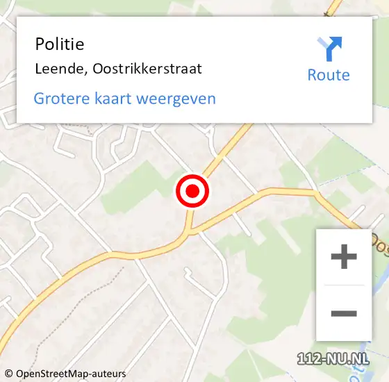 Locatie op kaart van de 112 melding: Politie Leende, Oostrikkerstraat op 20 juni 2018 10:50