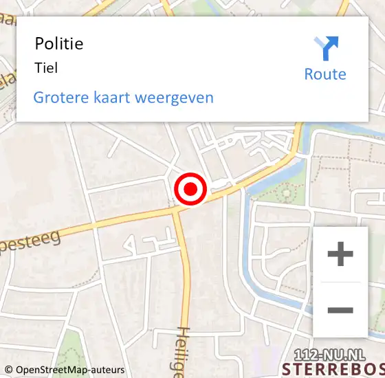 Locatie op kaart van de 112 melding: Politie Tiel, Noord op 20 juni 2018 10:59