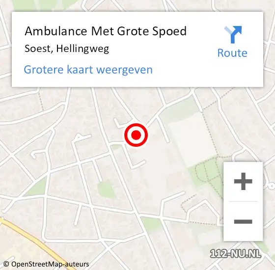 Locatie op kaart van de 112 melding: Ambulance Met Grote Spoed Naar Soest, Hellingweg op 20 juni 2018 11:03