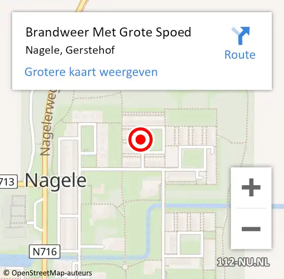 Locatie op kaart van de 112 melding: Brandweer Met Grote Spoed Naar Nagele, Gerstehof op 20 juni 2018 12:15