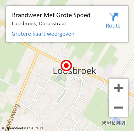 Locatie op kaart van de 112 melding: Brandweer Met Grote Spoed Naar Loosbroek, Dorpsstraat op 20 juni 2018 13:07