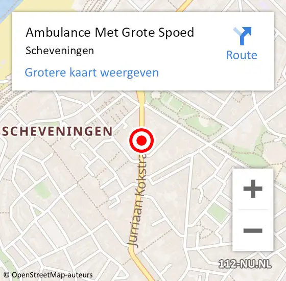 Locatie op kaart van de 112 melding: Ambulance Met Grote Spoed Naar Scheveningen op 20 juni 2018 13:08
