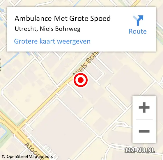 Locatie op kaart van de 112 melding: Ambulance Met Grote Spoed Naar Utrecht, Niels Bohrweg op 20 juni 2018 13:30