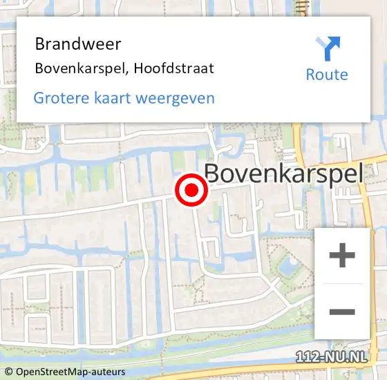 Locatie op kaart van de 112 melding: Brandweer Bovenkarspel, Hoofdstraat op 20 juni 2018 13:34