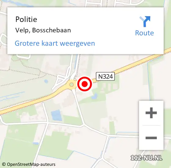 Locatie op kaart van de 112 melding: Politie Velp, Bosschebaan op 20 juni 2018 14:01