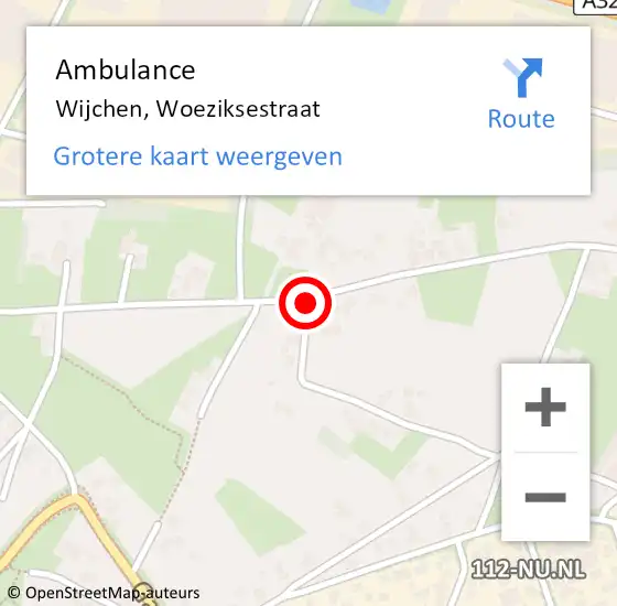 Locatie op kaart van de 112 melding: Ambulance Wijchen, Woeziksestraat op 20 juni 2018 14:35